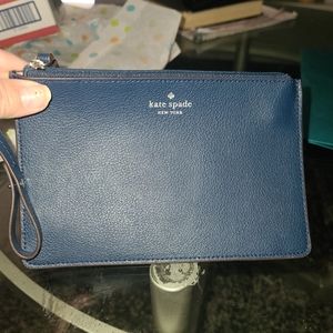Kate Spade New Without tags wristlet makeup or pencil bag. Navy blue.